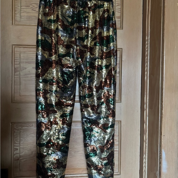 Camo Sequin Jogger Pants - Green, black and Gold - Picture 3 of 8